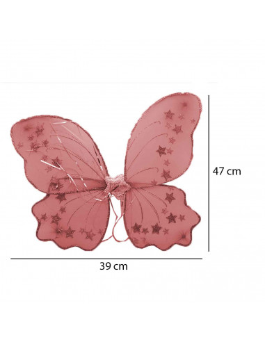 Alas de mariposa de color rojo con brillantina para niños, complemetos de carnaval, halloween y otras celebraciones. Tamaño: 39