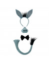 Set de 4 piezas de disfraz de burro de color gris para niños, complemento para carnaval, halloween, celebraciones. Tamaño orejas