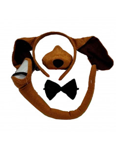 Set de 4 piezas de disfraz de perro de color marrón, para niños, complemento para carnaval, halloween y celebraciones. Tamaño cu