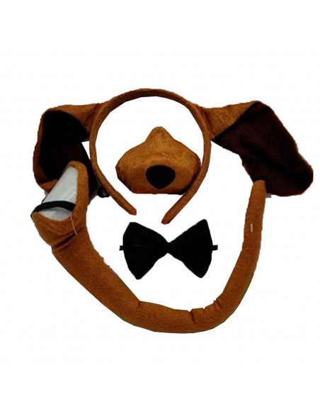 Set de 4 piezas de disfraz de perro de color marrón, para niños, complemento para carnaval, halloween y celebraciones. Tamaño cu Set de 4 piezas de disfraz de perro de color marrón, para niños, complemento para carnaval, halloween y celebraciones. Tamaño cu