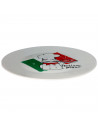 Tradineur - Plato bajo para pizza 33 cm, vidrio opal templado extra resistente, bandeja servir pizzas blanca con diseño de chef