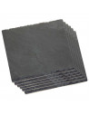 Tradineur - Pack de 6 platos llanos de pizarra natural 15 x 15 cm. Bandeja de piedra cuadrada, tabla para comer, servir comida,