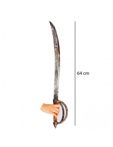 Espada pirata de plástico con diseño de relieve para jóvenes y adulto, carnaval, halloween, fiestas, celebraciones. 64 x 6 x 15