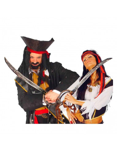 Espada pirata de plástico con diseño de relieve para jóvenes y adulto, carnaval, halloween, fiestas, celebraciones. 64 x 6 x 15