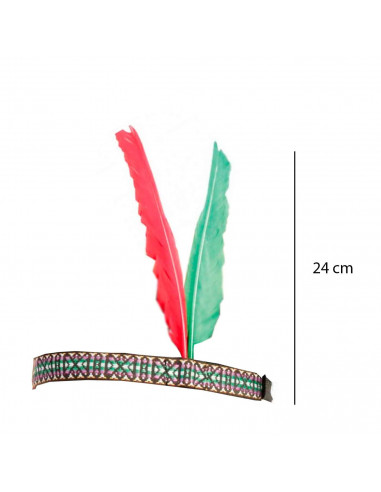 Penacho de nativo americano con plumas para jóvenes y adultos, complemento para carnaval, halloween,celebraciones. 24 x 11 x 0,2