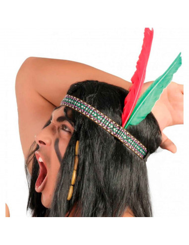Penacho de nativo americano con plumas para jóvenes y adultos, complemento para carnaval, halloween,celebraciones. 24 x 11 x 0,2