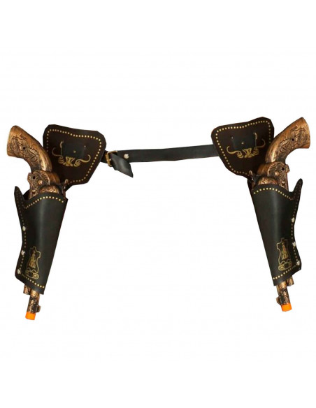 Cartuchera doble con pistolas dorada para jóvenes y adultos, complemento para carnaval, halloween, fiestas de cumpleaños, celebr Cartuchera doble con pistolas dorada para jóvenes y adultos, complemento para carnaval, halloween, fiestas de cumpleaños, celebr