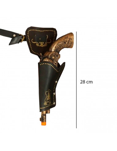Cartuchera doble con pistolas dorada para jóvenes y adultos, complemento para carnaval, halloween, fiestas de cumpleaños, celebr