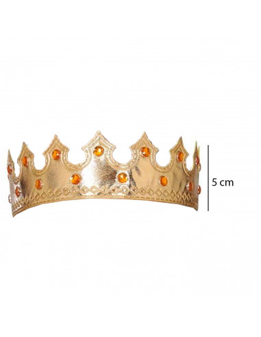 Corona de rey dorada con gemas para niños, complementos para carnaval, halloween, fiestas de cumpleaños, celebraciones. 5 x 55 x