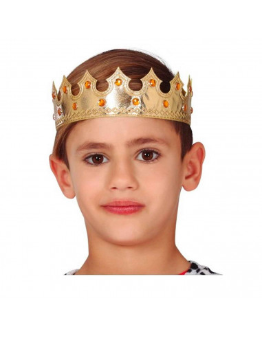 Corona de rey dorada con gemas para niños, complementos para carnaval, halloween, fiestas de cumpleaños, celebraciones. 5 x 55 x