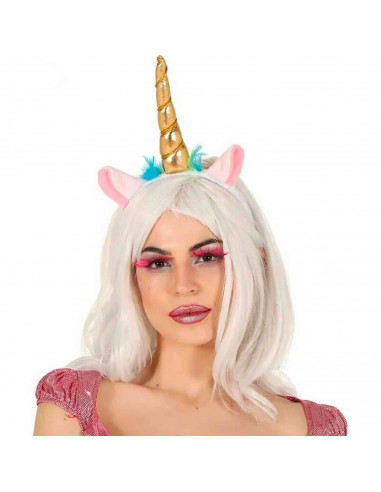 Diadema de unicornio de color dorado para niños para combinar con disfraces en fiestas y celebraciones, carnaval, Tamaño: 29 x 1