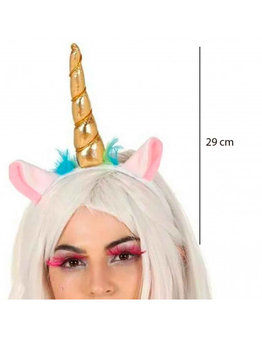 Diadema de unicornio de color dorado para niños para combinar con disfraces en fiestas y celebraciones, carnaval, Tamaño: 29 x 1