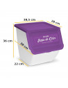 Contenedor apilable con ruedas, plástico, organizador de ropa sucia, caja de almacenamiento para colada (Ropa de color, 36 litro
