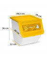 Contenedor con ruedas apilable, plástico, organizador de basura, caja de almacenamiento de residuos, reciclaje (Plástico, 36 lit
