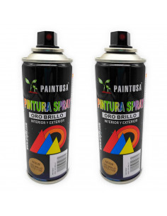 Montoro - Pack de 2 botes de pintura en spray M309 Oro Brillo 200 ml. Válidos para multitud de materiales de interior y exterior