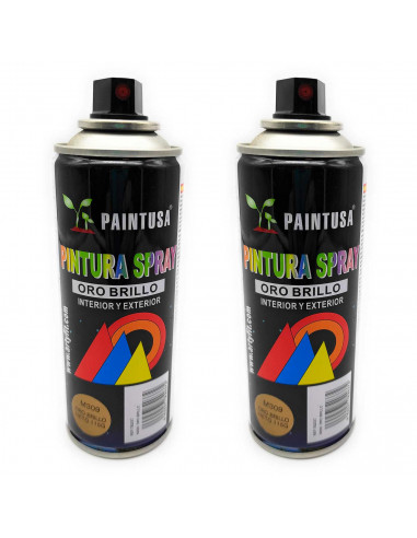 Montoro - Pack de 2 botes de pintura en spray M309 Oro Brillo 200 ml. Válidos para multitud de materiales de interior y exterior