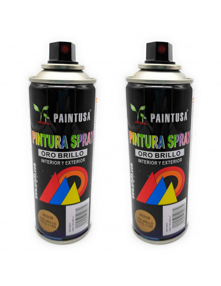 Montoro - Pack de 2 botes de pintura en spray M309 Oro Brillo 200 ml. Válidos para multitud de materiales de interior y exterior