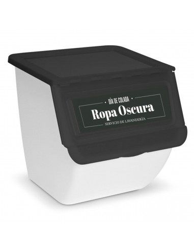Pack de 3 contenedores de plástico apilables con ruedas, organizadores de ropa sucia (Ropa blanca, oscura y de color, 36 litros,