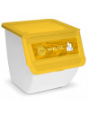 Pack de 3 contenedores apilables de plástico con ruedas, cajas almacenaje basura, reciclaje (Papel, plástico y vidrio, 36 litros