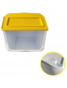 Pack de 3 contenedores apilables de plástico con ruedas, cajas almacenaje basura, reciclaje (Papel, plástico y vidrio, 36 litros