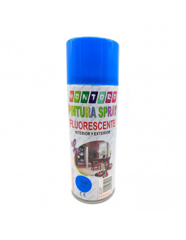 Montoro - Bote de pintura en spray azul fluorescente F205 400 ml. Válido para multitud de superficies de interior y exterior