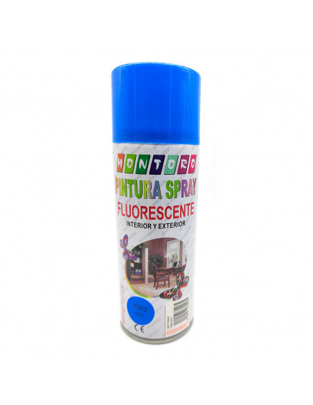 Montoro - Bote de pintura en spray azul fluorescente F205 400 ml. Válido para multitud de superficies de interior y exterior