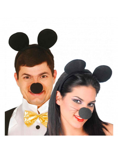 Diadema de ratón de color negro para niños, complemento para carnaval, halloween, fiestas de cumpleaños, celebraciones. 18 x 22