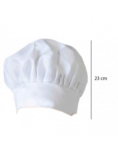 Gorro de cocinero de color blanco para niños, complemento para carnaval, halloween, fiestas, celebraciones. 23 x 20 x 20 cm