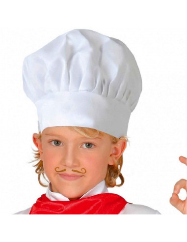 Gorro de cocinero de color blanco para niños, complemento para carnaval, halloween, fiestas, celebraciones. 23 x 20 x 20 cm