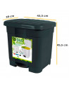 Tradineur - Cubo de basura con pedal, plástico, contenedor basura, papelera con separador para colocar dos bolsas, fabricado en