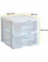 Cajonera de plástico Wagon, 2 cajones transparentes, torre almacenaje, organizador auxiliar, armario, baño, oficina (Blanco, 32,