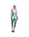 Mono maillot plateado holográfico para jovenes y adultos para carnaval, halloween, fiestas, celebraciones. Talla L