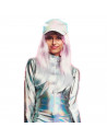 Mono maillot plateado holográfico para jovenes y adultos para carnaval, halloween, fiestas, celebraciones. Talla L