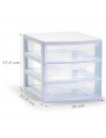 Tradineur - Cajonera guadiana de sobremesa, 3 cajones transparentes, torre de almacenaje, armario, baño, oficina, fabricada en E
