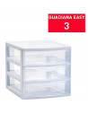 Tradineur - Cajonera guadiana de sobremesa, 3 cajones transparentes, torre de almacenaje, armario, baño, oficina, fabricada en E