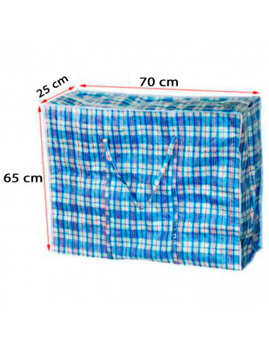 Tradineur - Bolsa plástica de rafia reutilizable con cremallera y asas, mudanzas, almacenamiento de ropa, juguetes, mantas (70 x