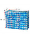 Tradineur - Bolsa plástica de rafia reutilizable con cremallera y asas, mudanzas, almacenamiento de ropa, juguetes, mantas (70 x