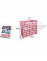 Tradineur - Bolsa plástica de rafia reutilizable con cremallera y asas, mudanzas, almacenamiento de ropa, juguetes, mantas (70 x