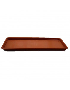 Plato jardinera de plástico, marrón, macetero, maceta para plantas y flores rectangular de plástico. 2 x 40,5 x 15,2 cm