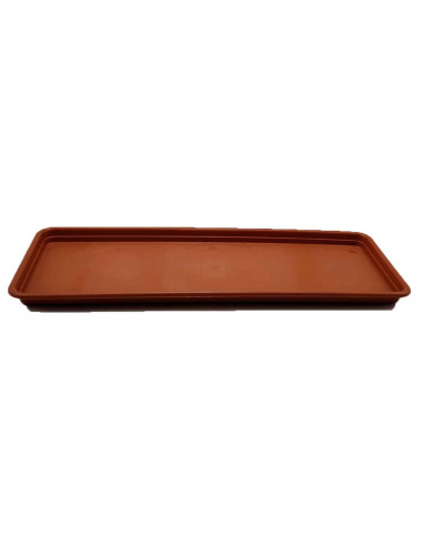 Plato jardinera de plástico, marrón, macetero, maceta para plantas y flores rectangular de plástico. 2 x 40,5 x 15,2 cm