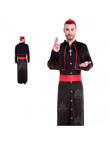 Disfraz de cardenal, fibra sintética, incluye túnica, fajín, bonete y cruz, accesorios no incluidos, carnaval halloween, adulto,