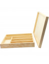 Tradineur - Cubertero, organizador de cubiertos de madera con tapa 35,5 x 26,5 x 4,8 cm, 5 compartimentos. Bandeja, porta utensi