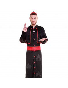 Disfraz cardenal de fibra sintética, incluye túnica, fajín, bonete y cruz, accesorios no incluidos, carnaval halloween, adulto,
