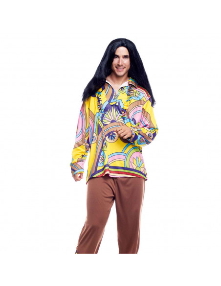 Disfraz hippie boy, fibra sintética, incluye camiseta y pantalón, accesorios no incluidos, carnaval halloween, adulto, talla S Disfraz hippie boy, fibra sintética, incluye camiseta y pantalón, accesorios no incluidos, carnaval halloween, adulto, talla S
