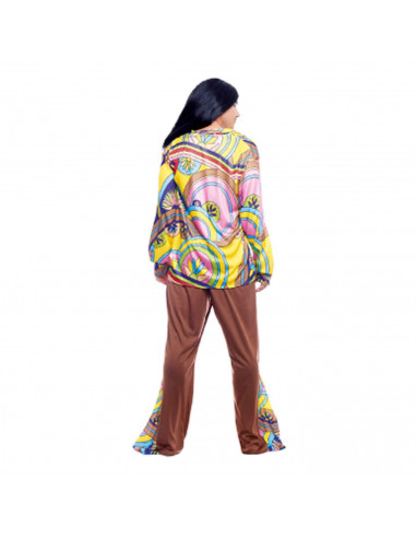 Disfraz hippie boy, fibra sintética, incluye camiseta y pantalón, accesorios no incluidos, carnaval halloween, adulto, talla S