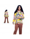 Disfraz hippie boy, fibra sintética, incluye camiseta y pantalón, accesorios no incluidos, carnaval halloween, adulto, talla S