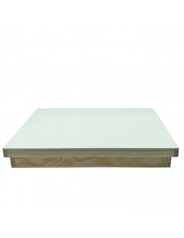 Tradineur - Cubertero, organizador de cubiertos de madera con tapa 35,5 x 26,5 x 4,8 cm, 5 compartimentos. Bandeja, porta utensi