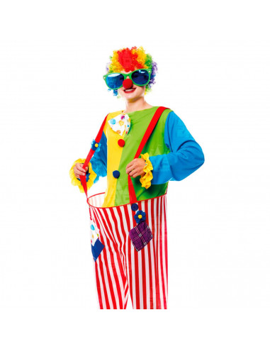 Disfraz payaso arcoiris, fibra sintética, incluye camiseta y pantalón, accesorios no incluidos, carnaval halloween, adulto, tall