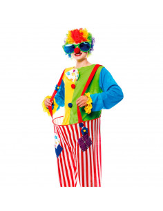 Disfraz payaso de arcoiris, fibra sintética, incluye camiseta y pantalón, accesorios no incluidos, carnaval halloween, adulto, t
