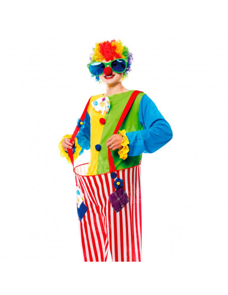 Disfraz payaso de arcoiris, fibra sintética, incluye camiseta y pantalón, accesorios no incluidos, carnaval halloween, adulto, t Disfraz payaso de arcoiris, fibra sintética, incluye camiseta y pantalón, accesorios no incluidos, carnaval halloween, adulto, t